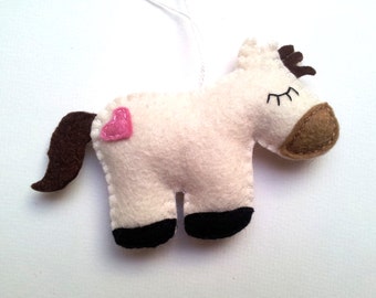Felt pony ornament - handmande felt ornaments - Christmas/Housewarming home decor - Baby shower ornaments - eco friendly