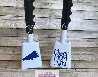 Cheer cowbell, personalized cow bell, noise maker, cheer coach gift, cheer mom, cheerleading gifts, cheerleader gifts, Sports fan gift