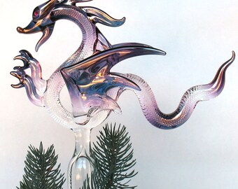 Dragon Christmas Tree Top Topper Blown Glass Ornament