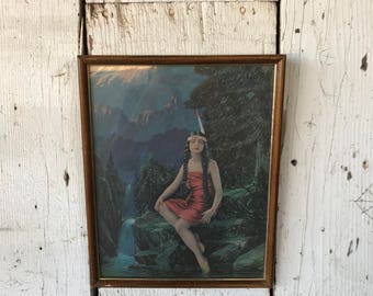 Vintage Native American Squaw Framed Art Print