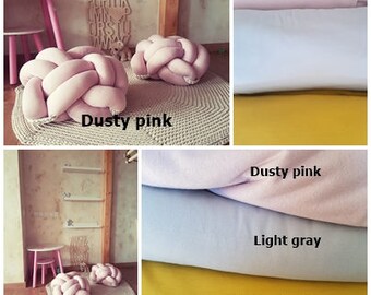 Mustard yellow, Dusty pink or Light gray Knot Pouf - Footstool Pouf - Knot Floor Cushions - Kids Furniture - Home Decor