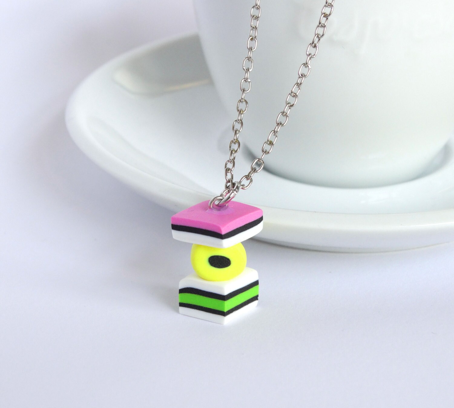 Miniature cute liquorice allsorts charm necklace pendant