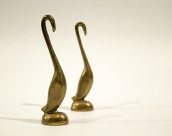 Vintage brass bird paperweights