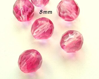 5 faceted 8mm round pink ombre