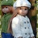 Bria, PDF Doll Clothes a shawl collared cardigan and sweater knitting pattern for American Girl Dolls/18" Gotz Dolls by Debonair Designs