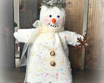 Snow Lady Christmas Ornament or gift tag
