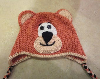 Crochet Bear Hat, Crochet Hat for Kids, Winter Hat, Bear Hat, Earflap Hat,