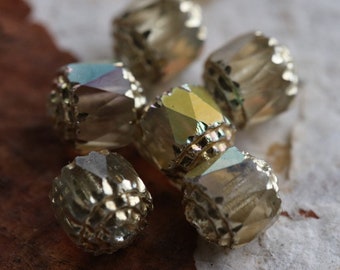 OPULENT No. 2 .. NEW 6 Fire Polished Cathedral Czech Glass Beads 8mm (6240-6)