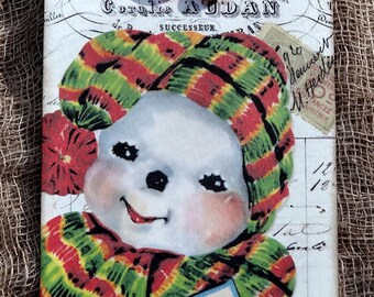 Merry Christmas Snowman Gift or Scrapbook Tags or Magnet #58