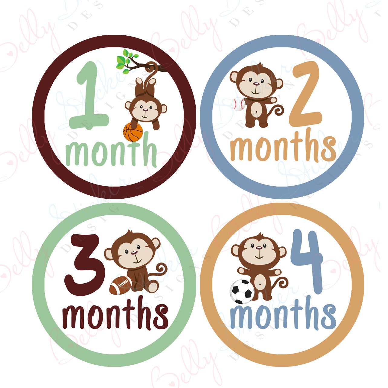 Boy Monthly Baby Stickers 1 to 12 Months Monthly Bodysuit
