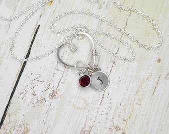 MINI Heart Clasp Ring or Charm Holder Necklace, Wedding / Engagement Ring Holder Pendant / Heart Clasp Ring Holder Pendant, Lovers Necklace