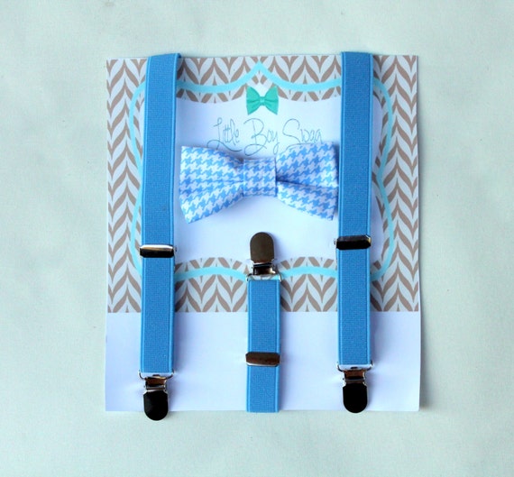 Items similar to Boy Light Blue Bow Tie Suspenders, Boys Bow Tie Suspenders Set, Ring Bearer