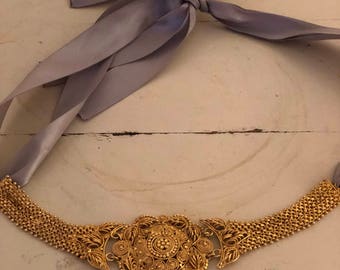 Vintage Gold and Ribbon Necklace