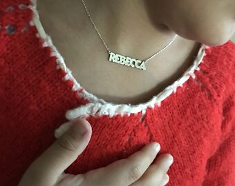 Custom Child Name Necklace - Personalized Name Necklace, Flower Girl Necklace - Kid Name Necklace - Newborn Gift - Handwriting Font
