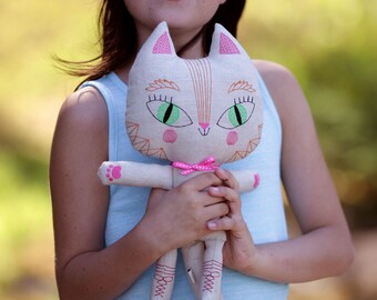 Plush cat kids toy Stuffed animal Kitty toy Nursery decor Baby shower gift Kid's present Children's gift Soft toy Handmade doll