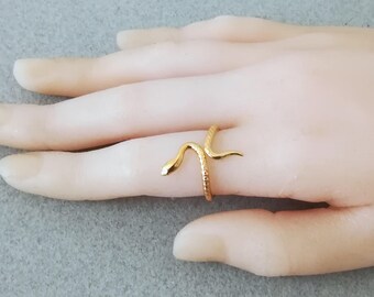 Ring snake , gold, silver band ring, Cuff Ring, Gold, Silver Perforated Statement Rings Handmade Cuff ring made.