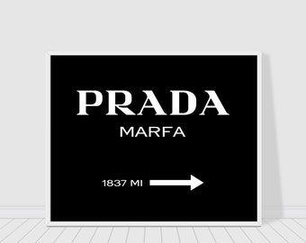 Prada Marfa print black version, Gossip girl, fashion and beauty print, chic print, wall decor, typography print poster, instant download