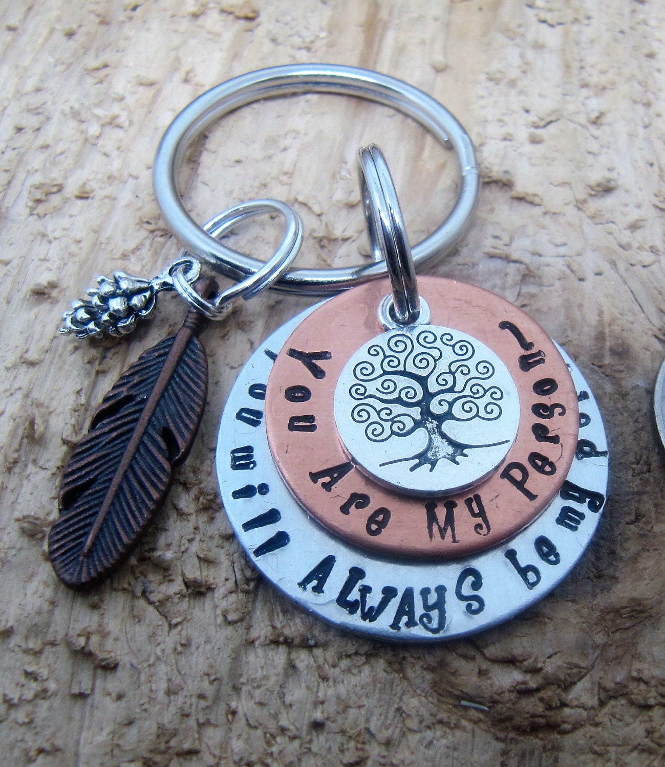 You're my person hand stamped key chain Grey's