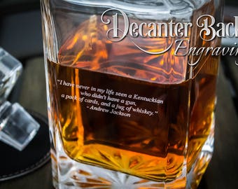 2 Side Engraved Whiskey Decanter - Engraved Whiskey Decanter - Personalized Decanter - Wedding Gift - Gift For Men - Groomsmen Gift