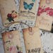 FIVE Vintage Love Hang Tags / Gift Tags