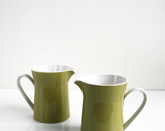 Ben Seibel Mikasa Duplex Avocado Green Creamer Coffee Tea Set of 2