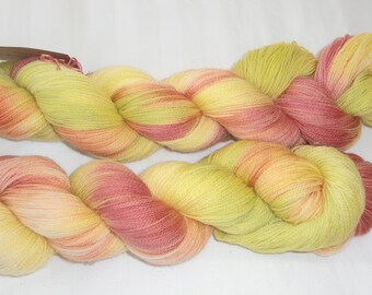 Hand Dyed Laceweight Superwash Merino Yarn in Citrus Colours