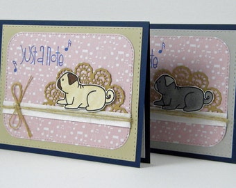 Pug Note Card, Pug Greeting Card, Pug Card, Pug Just a Note Card