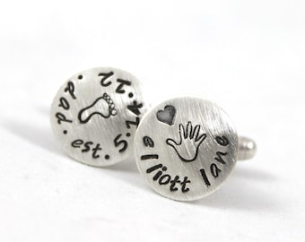 Inspirational, Sterling silver cufflinks, new dad cufflinks, personalized cuff links, mens personalized cufflinks, custom cuff links