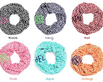Monogram Greek Infinity Scarf, Monogram Greek Infinity Scarves, Personalized Scarves, Personalized Monogram Scarf, Greek Infinity Scarves