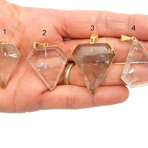Quartz Pendant with Electroplated 24k Gold Edge - Interesting Inclusions - YoU ChOOse (Lot G-1966)