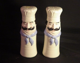 Vintage Porcelain Chef Man Salt & Pepper Set