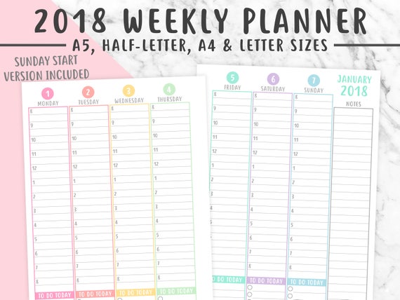 weekly planner 2018
