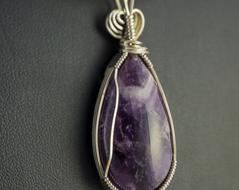 Amethyst Pendant in Sterling Silver Wire