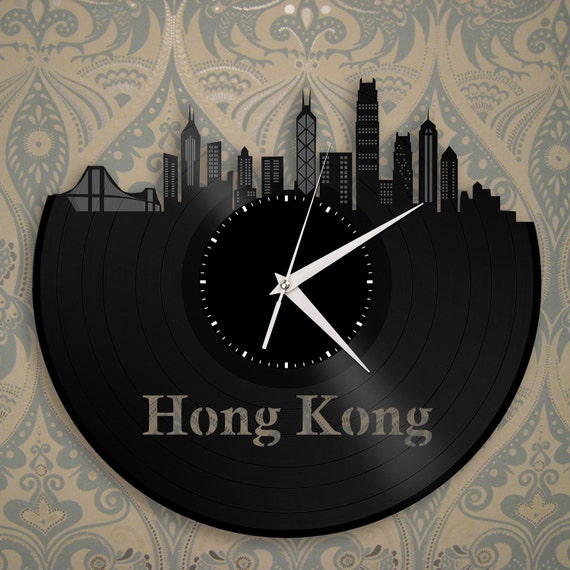 Hong Kong Skyline Clock China Cityscape Chinese Travel Gift