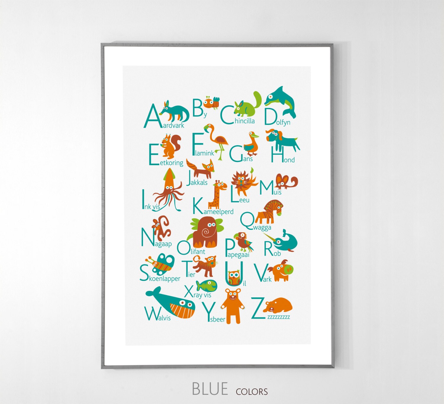 AFRIKAANS Alphabet Poster with animals from A to Z BIG POSTER