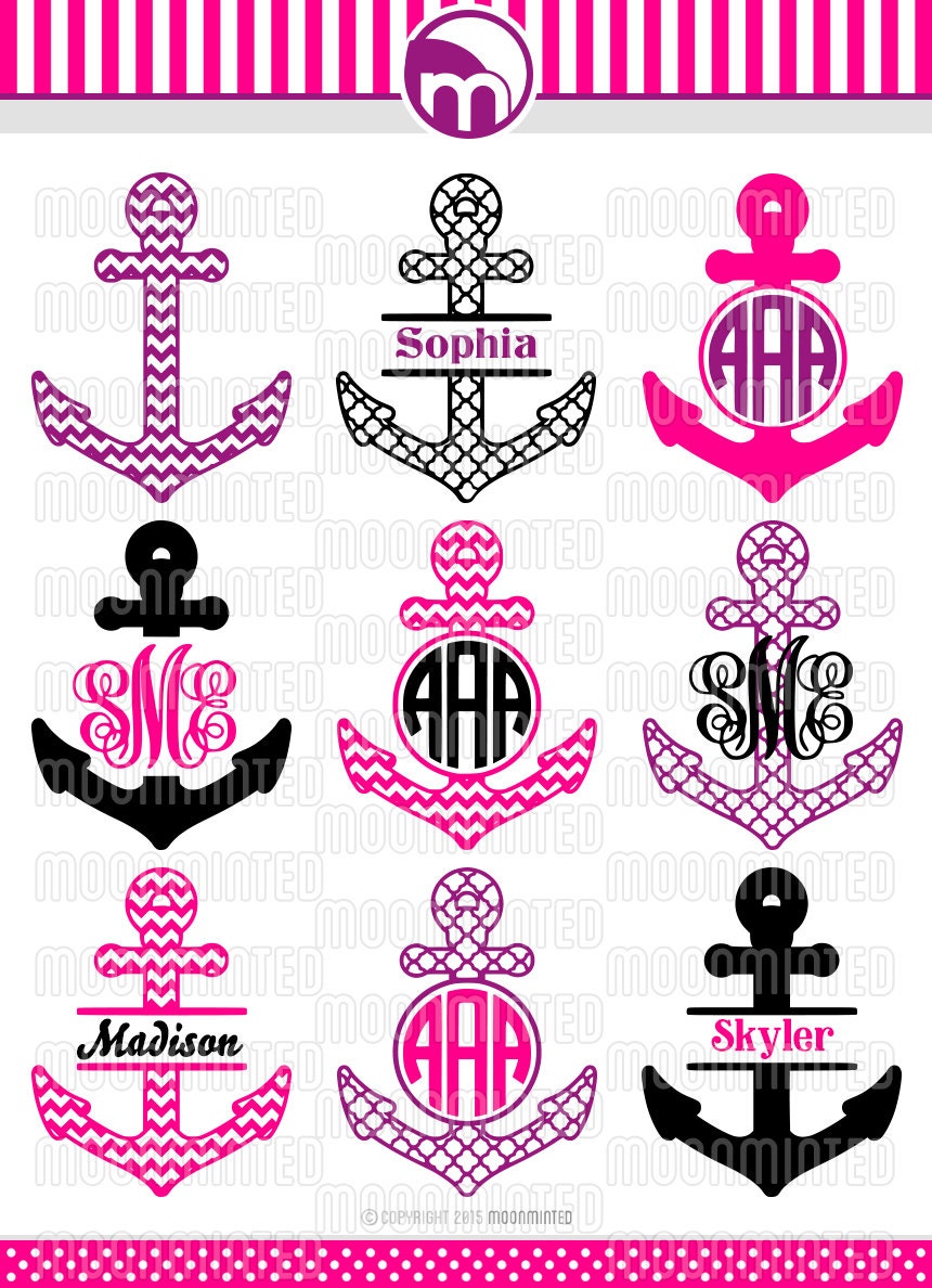 Download Nautical Anchor SVG Cut Files Monogram Frames for Vinyl