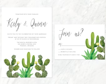 succulent wedding invitation desert cactus invitation palm