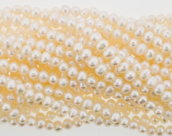 Freshwater Pearls, 4mm Freshwater Pearls, Potato Pearls, 3.5-4mm Real Pearls, 1 strand, 110pcs, Wholesale Pearls, Beads, Baby Size Pearls