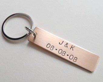 Bronze Anniversary Keychain, Couples Keychain, Boyfriend Gift, Gift for Husband, 8 Year Anniversary Gift, Keychain, Customized Keychain, GPS