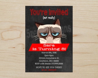 Grumpy Cat Invitation, Grumpy Cat Birthday Party, Grumpy Cat Party, DIGITAL DOWNLOAD