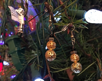 Gold Metal Snowman Earrings