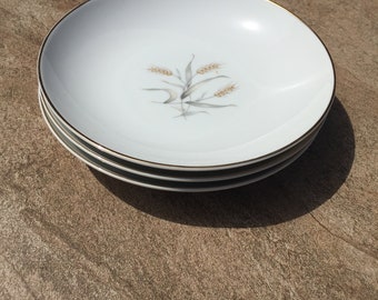 Vintage creative Spring Wheat Fine China Soup Bowl Set of 3 Made in Japan Gold Trim