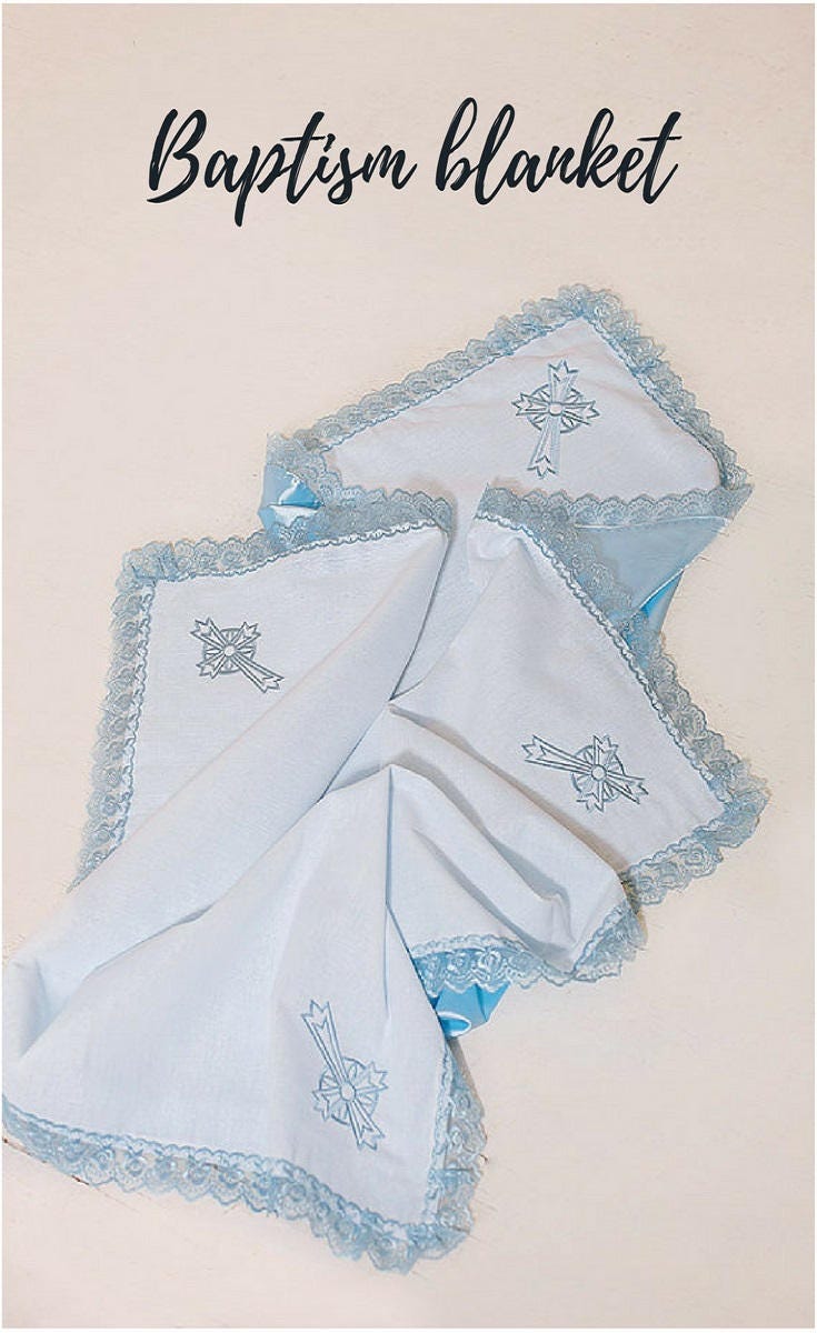 Baptism blanket Blue baby blanket Personalized blanket