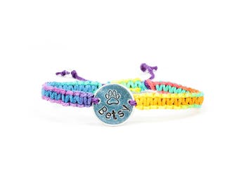 Paw Print Bracelet, Pet Memorial Bracelet, Personalized bracelet, Hemp bracelet, Charm Bracelet, Custom Pet Jewelry, Pet Memorial Jewelry
