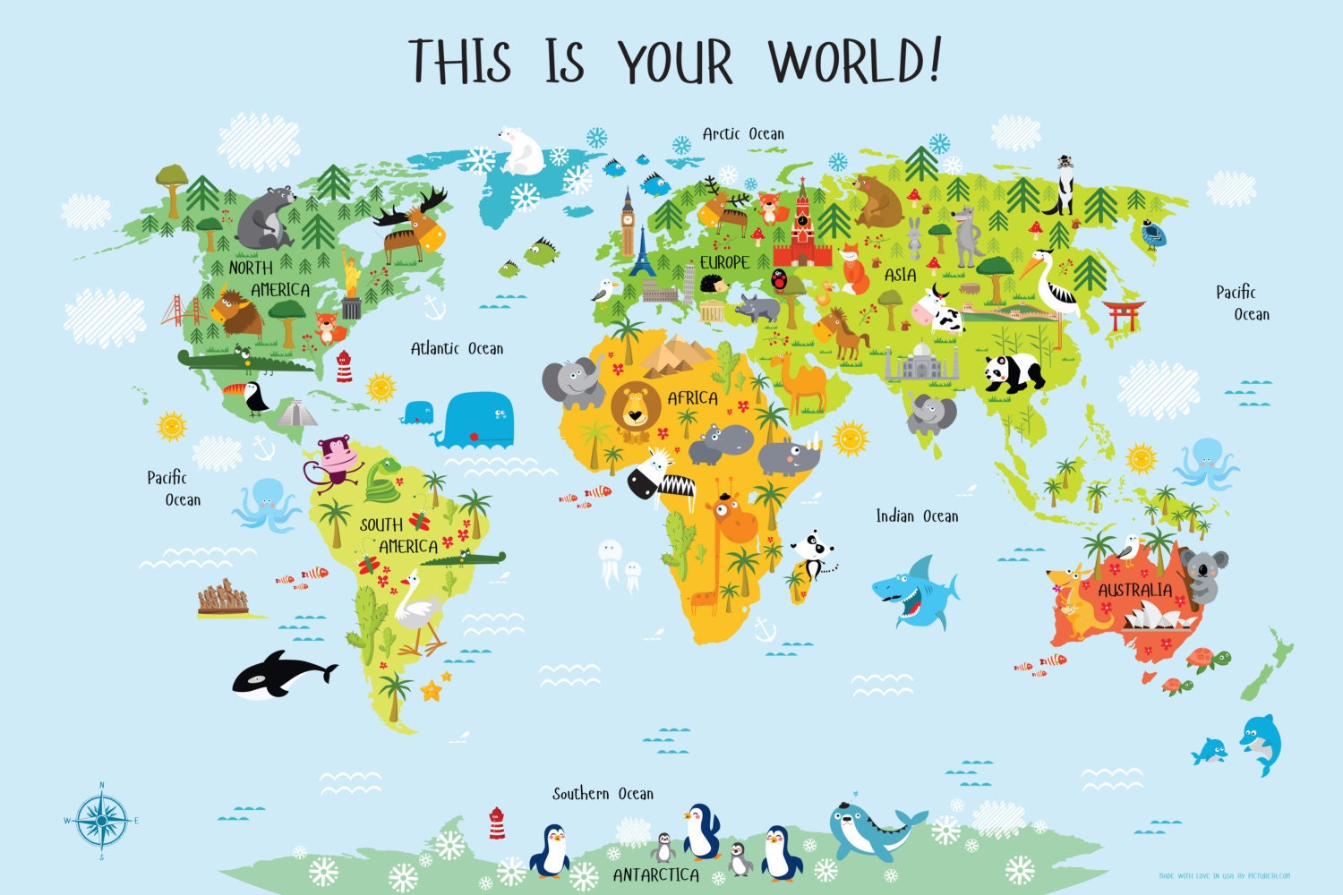 World Map For Kids