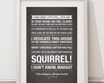 National Lampoons Christmas Vacation Quotes - HIGH QUALITY PRINT - Choose Your Size - Wall Art - Poster Print - Modern Design