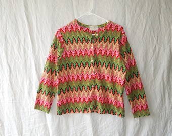 60s Colorful Zigzag Quirky Cardigan