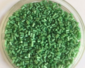 Vintage European Glass Bugle Beads - GREEN TURQUOISE