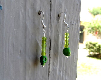 Light Green Skull Earrings
