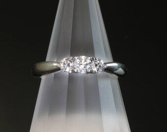 Vintage! 14K White Gold Three Diamond Ring